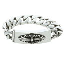 クロムハーツ Chrome Hearts サイズ:13LINK ID FLORAL CRS フローラルクロスIDクラシック オールド シルバーブレスレット(シルバー 102.86g)【111142】【GZ11】【小物】【中古】bb212#rinkan*B