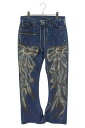 アクネストゥディオズ ACNE STUDIOS サイズ:48 24AW FNMNTROU001003 863 エアブラシリボンプリントブーツカットデニムパンツ(インディゴ)【501142】【SB01】【メンズ】【新古品】bb20#rinkan*N