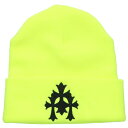 クロムハーツ Chrome Hearts WOOL WATCH CAP ウールワッチキャップ トリプルクロスステッチビーニーニットキャップ(イエロー)【601...
