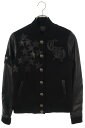 クロムハーツ Chrome Hearts サイズ:S LETTERMAN レターマン スターレザーパッチレザースリーブブルゾン(ブラック×シルバー)【90114...