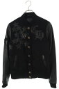 クロムハーツ Chrome Hearts サイズ:S LETTERMAN レターマン スターレザーパッチレザースリーブブルゾン(ブラック×シルバー)【90114...