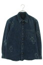 クロムハーツ Chrome Hearts サイズ:L LOOSEENDS LS CRS PATCH ルーズエンド クロスパッチデニム長袖シャツ(インディゴ)【1...