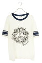 ディオール DIOR ×デニムティアーズ DENIM TEARS サイズ:XL 23AW 393J696F0849 刺繍デザインリンガーTシャツ(ホワイト×ネイビー)【405052】【SS13】【メンズ】【中古】bb205#rinkan*B