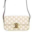 セリーヌ CELINE 194142CUZ クロード トリオンフカーフスキンショルダーバッグ(ホワイト×ブラウン)【311142】【BS55】【小物】【中古】...