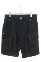 クロムハーツ Chrome Hearts サイズ:30インチ CARPENTER レザー切り替えナイロンカーペンターハーフパンツ(ブラック×シルバー)【6111...