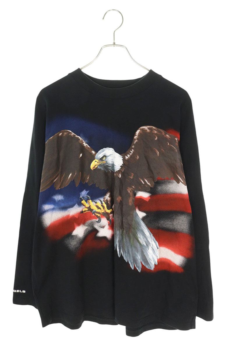 パームエンジェルス Palm Angels サイズ:XS PMAB013S19413030 イーグルプリント長袖カットソー(ブラック)【102142】【BS99】【メンズ】【中古】bb187#rinkan*B