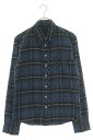 クロムハーツ Chrome Hearts サイズ:S LOOSEENDS LS CHECK ルーズエンド クロスパッチ付クロス総柄チェック長袖シャツ(ブルー×シ...