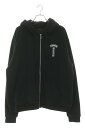 クロムハーツ Chrome Hearts サイズ:L SWTSHRT HD ZIP アーチロゴプリントサーマルジップアップパーカー(ブラック×シルバー)【421...