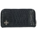 クロムハーツ Chrome Hearts REC F ZIP ALLIGATOR アリゲーター ラウンドジップアリゲーターレザー財布(ブラック×シルバー)【4...