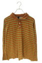 クロムハーツ Chrome Hearts サイズ:M Y Not Stripe Polo ストライプポロシャツ長袖カットソー(ブラウン×グリーン)【821142...