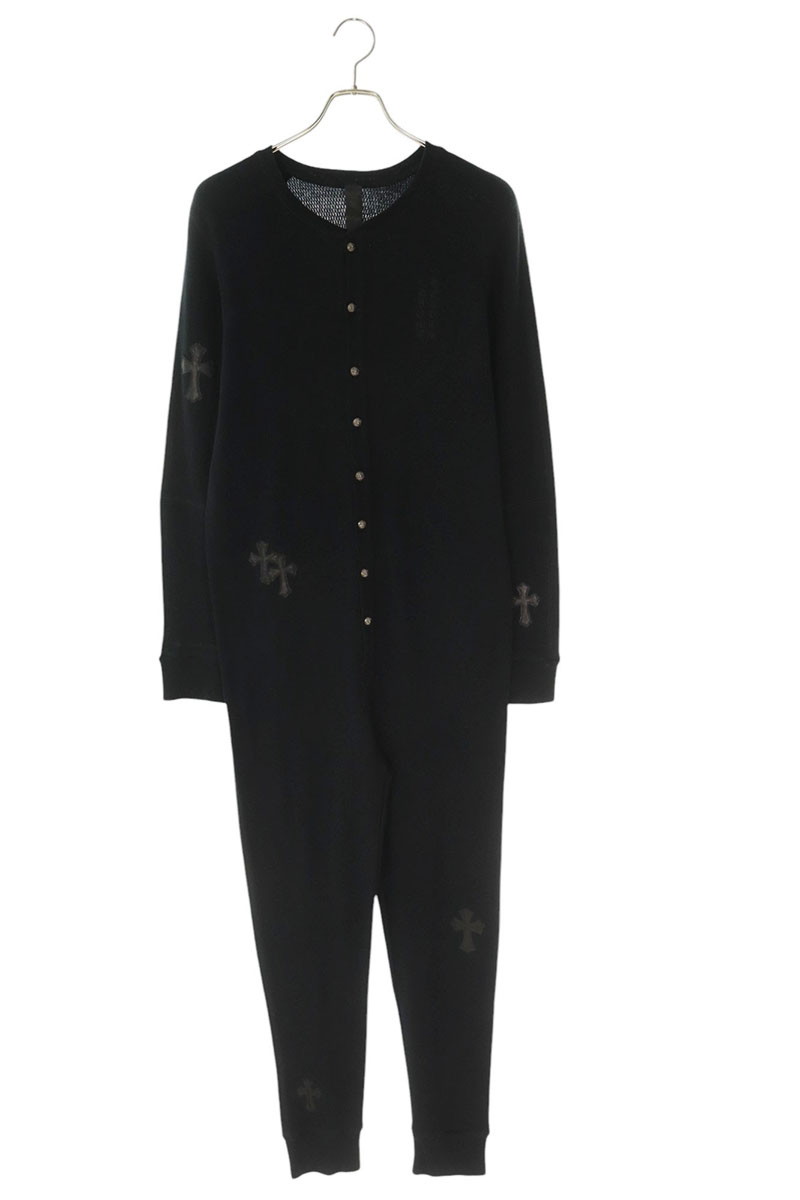 クロムハーツ Chrome Hearts サイズ:L クロスパッチ付きオールインワン(ブラック×シルバー)【821142】【BS55】【メンズ】【中古】bb41...