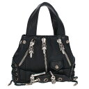 クロムハーツ Chrome Hearts JJ DEAN MINI JJディーン ミニ レザーライダースハンドバッグ(ブラック×シルバー)【821142】【S...