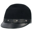 クロムハーツ Chrome Hearts サイズ:S レザー切り替えハートボタン帽子(ブラック×シルバー)【821142】【SJ02】【小物】【中古】bb415...