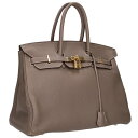 エルメス HERMES サイズ:35 バーキン35 □M刻印 G金具 トリヨンクレマンス エトゥープハンドバッグ(ベージュ調×ゴールド)【921142】【GZ1...