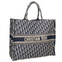 ディオール DIOR サイズ:L BOOK TOTE ブックトート オブリーク総柄トートバッグ(ネイビー)【101052】【BS55】【小物】【中古】bb382...