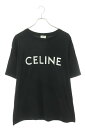 セリーヌ CELINE サイズ:L 2X681671Q ルーズフィットロゴプリントTシャツ(ブラック)【624052】【FK04】【メンズ】【中古】bb334#...