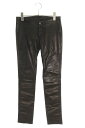 クロムハーツ Chrome Hearts サイズ:2 クロスボタンダガージップレザーロングパンツ(ブラック×シルバー)【312142】【SS07】【レディース】...