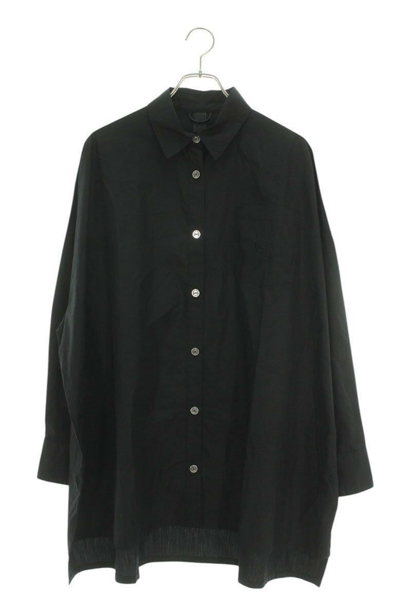 クロムハーツ Chrome Hearts サイズ:L MAHAL KITA マハルキタ 新型ホースシューボタンオーバーサイズ長袖シャツ(ブラック×シルバー)【5...