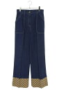 グッチ GUCCI サイズ:28インチ 22AW 708849 XDB56 GG柄ブーツカットデニムパンツ(インディゴ×ベージュ)【612142】【OM10】【...