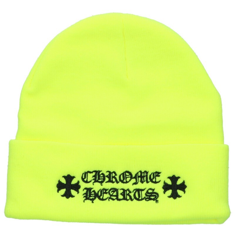 クロムハーツ Chrome Hearts WOOL WATCH CAP ウールワッチキャップ CHロゴ刺繍ビーニーニットキャップ(イエロー)【500152】【...