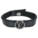 ルイヴィトン LOUISVUITTON M6549 LVサークルモノグラム・エクリプス レザーブレスレット(ブラック 総重量14.11g)【806052】【BS99】【小物】【中古】bb344#rinkan*A