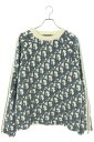 ディオール DIOR サイズ:M 24AW 493M635AT847 ジップデザインテリー総柄ニット(ブルー×ホワイト)【022142】【SS13】【メンズ】【中古】bb134#rinkan*B(4)