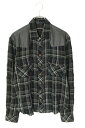 クロムハーツ Chrome Hearts サイズ:SM(JVP) リネンコーティングチェック長袖シャツ(グリーン調×ブラック)【222142】【SJ02】【メン...