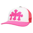 クロムハーツ Chrome Hearts TRUCKER CAP トラッカーキャップ 3セメタリーレザーパッチメッシュキャップ(ピンク×ホワイト)【62214...