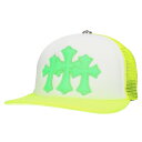 クロムハーツ Chrome Hearts TRUCKER CAP トラッカーキャップ 3セメタリーレザーパッチメッシュキャップ(イエロー×ホワイト)【6221...