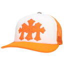 クロムハーツ Chrome Hearts TRUCKER CAP トラッカーキャップ 3セメタリーレザーパッチメッシュキャップ(オレンジ×ホワイト)【6221...