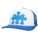 クロムハーツ Chrome Hearts TRUCKER CAP トラッカーキャップ 3セメタリーレザーパッチメッシュキャップ(ブルー×ホワイト)【62214...