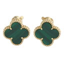 ヴァンクリーフアンドアーペル VANCLEEF & ARPELS ヴィンテージアルハンブラ 18KYG マラカイトピアス(イエローゴールド×グリーン 8.08...