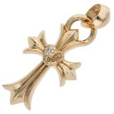 クロムハーツ Chrome Hearts 22K CH CRS HRT P DIA W BALE スモールCHクロスハート PAVEダイヤ ゴールドネックレス...