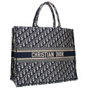 ディオール DIOR サイズ:ラージ BOOK TOTE ブックトート オブリーク総柄ジャガードトートバッグ(ネイビー×ベージュ)【401052】【SB01】【...