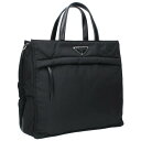 プラダ PRADA 2VG076 Re-Nylon三角ロゴプレート2WAYトートバッグ(ブラック g)【102052】【BS99】【小物】【中古】bb411#...