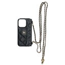 シャネル CHANEL ココマークキャビアスキンチェーンアイフォンケース(ブラック×ゴールド)【411052】【BS99】【小物】【中古】bb212#rink...