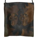 クロムハーツ Chrome Hearts SQ PKT 3CEME CRS スクエアポケット 3クロスパッチレザーショルダーバッグ(グリーン調)【601052...