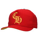 クロムハーツ Chrome Hearts サイズ:ONE SIZE CH HAT CH刺繍ベースボールキャップ帽子(レッド×イエロー)【111052】【BS99...