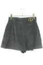 クリスチャンディオール Christian Dior サイズ:34 045P45AL015 CDバックルレザースカートレイヤードショートパンツ(ブラック)【42...