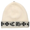クロムハーツ Chrome Hearts サイズ:ONE SIZE BIG DADDY ビッグダディ スターボール付きカシミヤニットビーニー(ホワイト×ブラック×シルバー)【711052】【BS99】【小物】【中古】bb344#rinkan*A