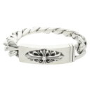 クロムハーツ Chrome Hearts サイズ:13LINK ID FLORAL CRS フローラルクロスIDクラシック シルバーブレスレット(シルバー 121.97g)【302052】【NO05】【小物】【中古】bb297#rinkan*B