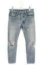 マインデニム MINEDENIM サイズ:6 2305-1001-86-292 ダメージ加工スキニーデニムパンツ(ブルー)【221052】【BS99】【メンズ】【中古】bb187#rinkan*B