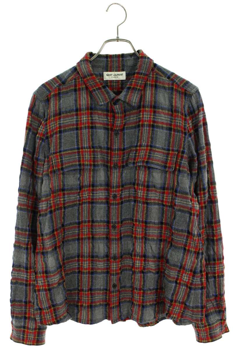 サンローランパリ フランネルチェックシャツ メンズ SIZE XS (XS サンローランパリ フランネルチェックシャツ メンズ SIZE XS (XS
