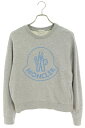 モンクレール MONCLER サイズ:XS FELPA フロントロゴ刺繍クルーネックスウェット(グレー)【221052】【BS99】【レディース】【中古】bb205#rinkan*B