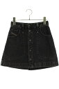 ディーゼル DIESEL サイズ:25インチ DE-ALBUS フロントボタンデニムミニスカート(ブラック)【221052】【BS99】【レディース】【中古】bb205#rinkan*C