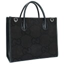 グッチ GUCCI 680956 ジャンボGGレザー切替ハンドバッグ(ブラック)【112052】【BS99】【小物】【中古】bb359#rinkan*C