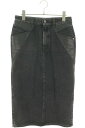 ジバンシィ GIVENCHY サイズ:36 BW4073507N レザーディテール切替デニムスカート(ブラック)【421052】【BS99】【レディース】【中古】bb380#rinkan*B