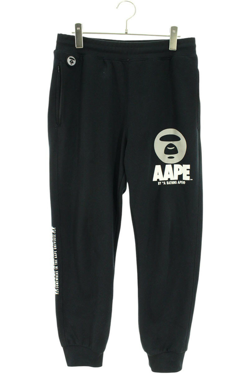 アベイシングエイプ A BATHING APE サイズ:L AAPPTM6179XX6 プリントスウェットロングパンツ(ブラック)【721052】【FK04】【メンズ】【中古】bb132#rinkan*B