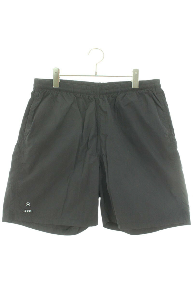 ゴッドセレクショントリプルエックス GOD SELECTION XXX ×フラグメントデザイン fragment design サイズ:L 24SS Nylon Shorts ロゴプリントナイロンハーフパンツ(ブラック)【621052】【BS99】【メンズ】【中古】bb411#rinkan*B