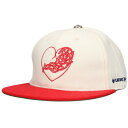 クロムハーツ Chrome Hearts サイズ:7.625 FITTED WOOL ACRYLIC SERGE ハートロゴ刺繍ベースボール帽子(レッド×ホワイ...